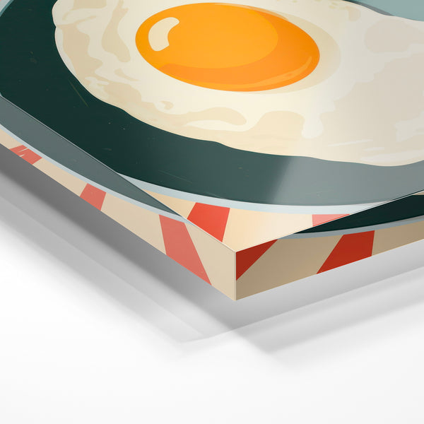 Œuf au plat pop art rouge, crème et orange — Verre acrylique