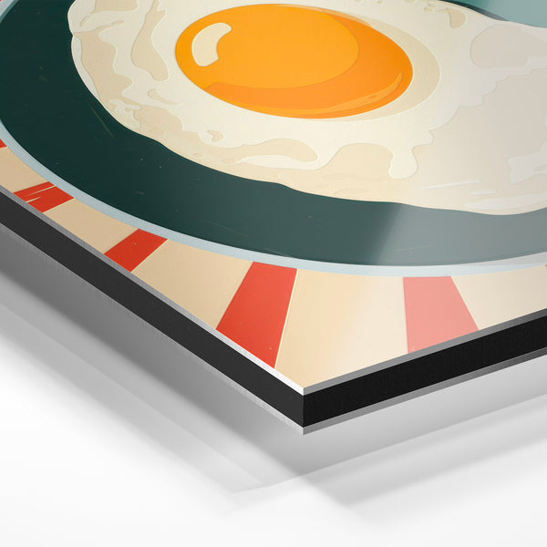 Œuf au plat pop art rouge, crème et orange — Aluminium Dibond relief 3D