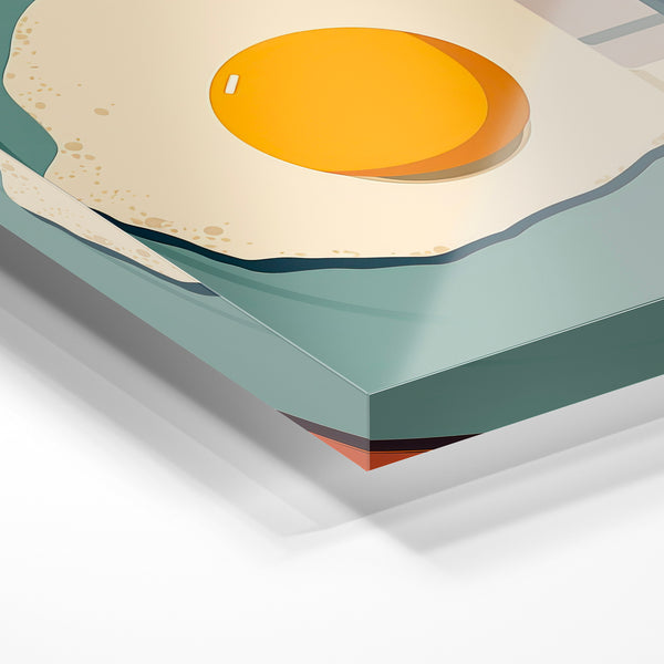 Œuf au plat rétro, affiche épurée orange et gris — Verre acrylique