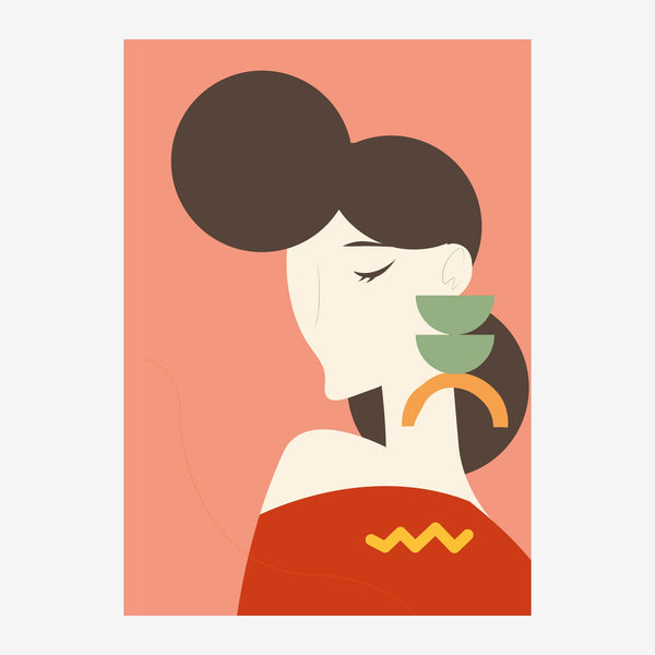 Portrait pop-art femme et plantes vertes — Toile sur châssis