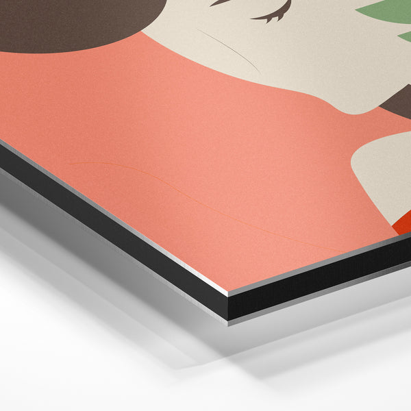 Portrait pop-art femme et plantes vertes — Aluminium Dibond