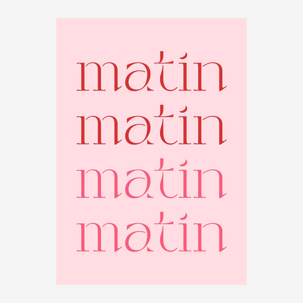Matin rose et rouge répété, typographie pop-art — Toile sur châssis