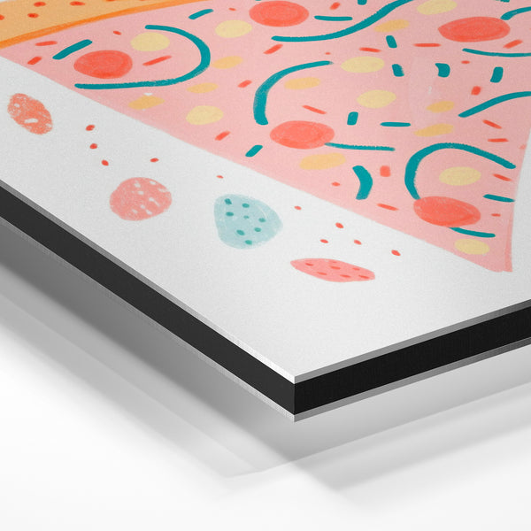 Tranche de pizza rose et rouge, illustration pop art — Aluminium Dibond