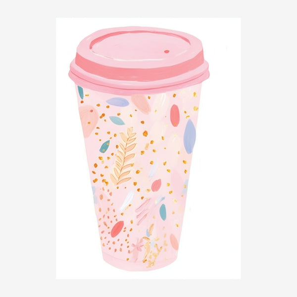 Gobelet rose et motifs botaniques pop art — Toile sur châssis