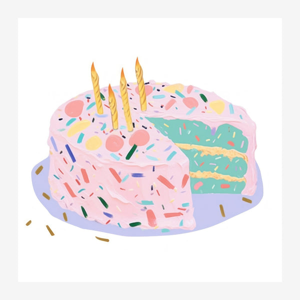 Gâteau d'anniversaire pop art rose et confettis — Toile sur châssis