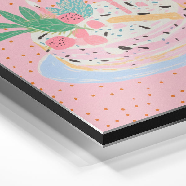 Gâteau d'anniversaire aux baies, style bohème rose — Aluminium Dibond
