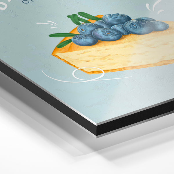 Affiche Blueberry Cheesecake - Illustration culinaire — Aluminium Dibond relief 3D