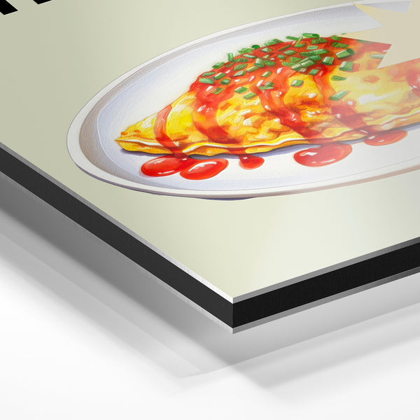 Affiche Omurice pop art beige et moutarde — Aluminium Dibond relief 3D
