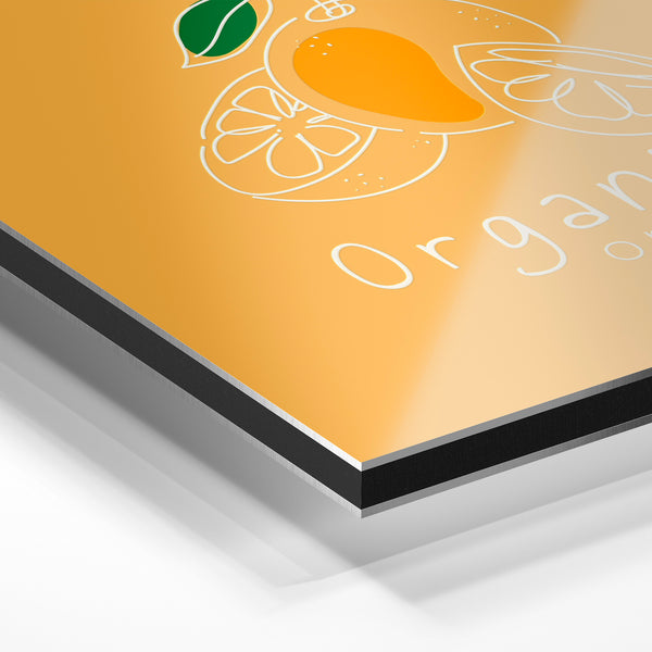 Organica Oranges – Affiche line art ocre — Aluminium Dibond relief 3D