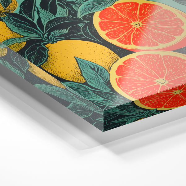 Agrumes pop art, pamplemousses rouges et citrons — Verre acrylique