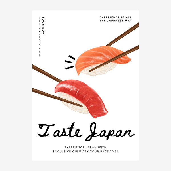 Affiche Sushi et Baguettes, Style Minimaliste — Toile sur châssis