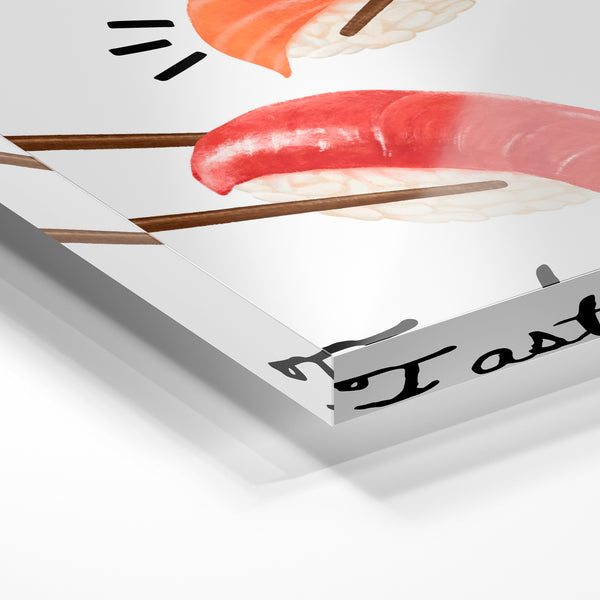 Affiche Sushi et Baguettes, Style Minimaliste — Verre acrylique