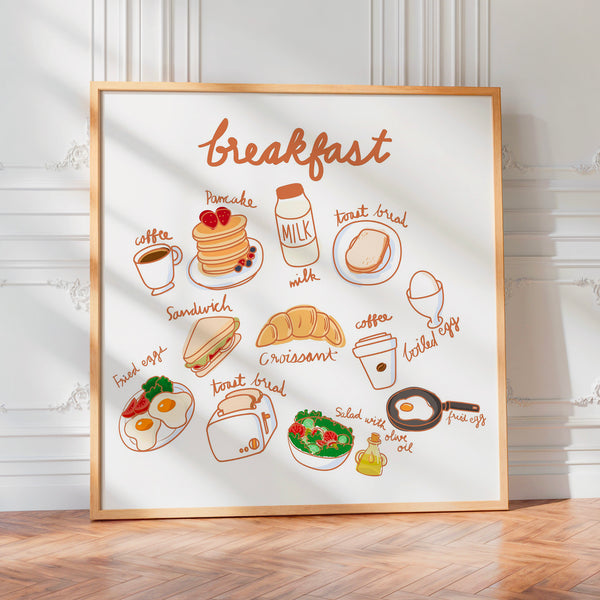 Affiche petit-déjeuner aux traits terracotta — Poster HP mat