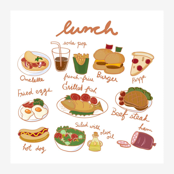 Affiche lunch en style line art avec mets du jour — Toile sur châssis