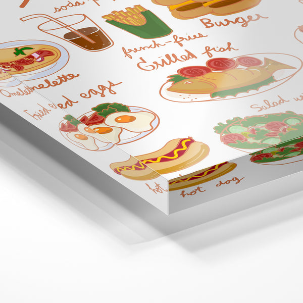 Affiche lunch en style line art avec mets du jour — Verre acrylique
