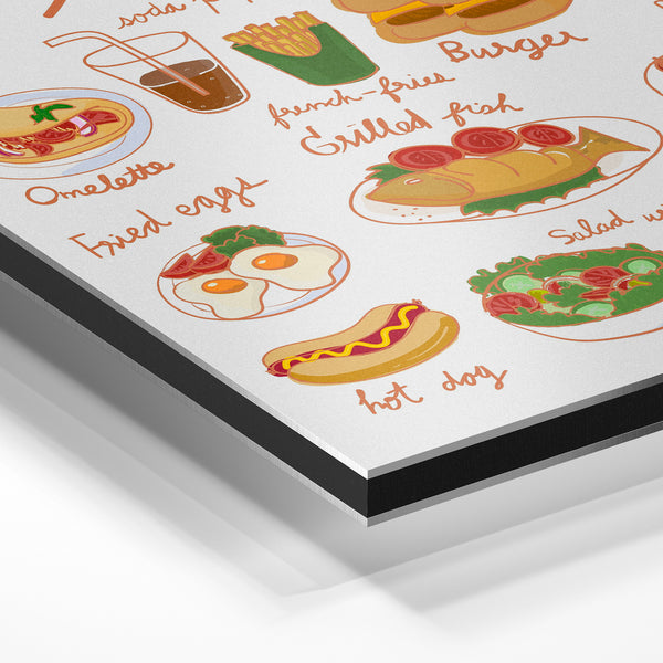 Affiche lunch en style line art avec mets du jour — Aluminium Dibond