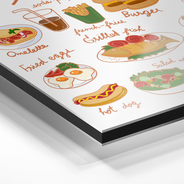 Affiche lunch en style line art avec mets du jour — Aluminium Dibond relief 3D