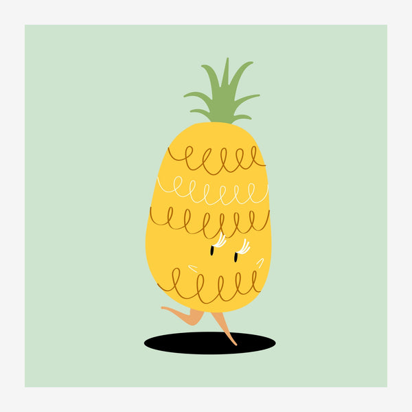 Ananas jaune et vert sauge - illustration — Toile sur châssis