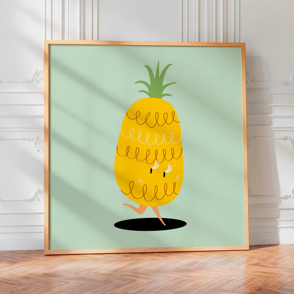 Ananas jaune et vert sauge - illustration — Poster HP mat