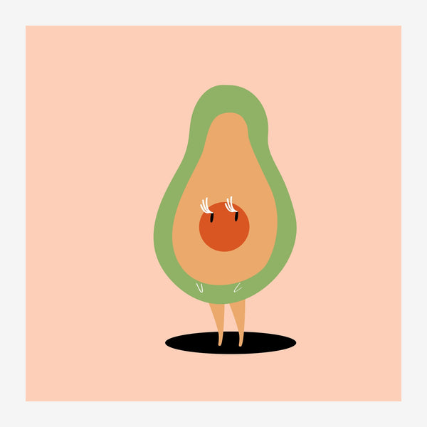 Avocat personnage pop art beige, vert et rose — Toile sur châssis