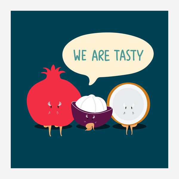 Fruits humoristiques « We are tasty » - bleu canard — Toile sur châssis