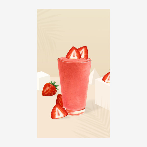 Verre de smoothie fraise rose et beige minimaliste — Toile sur châssis