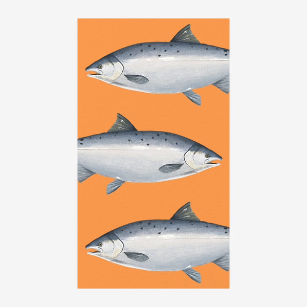 Trois poissons gris et blanc, style pop art ocre — Toile sur châssis