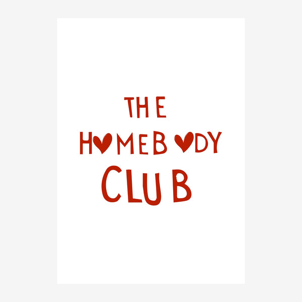 The Homebody Club, affiche typographie rouge et blanc — Toile sur châssis