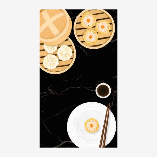 Dim sum minimaliste et baguettes noir et blanc — Toile sur châssis