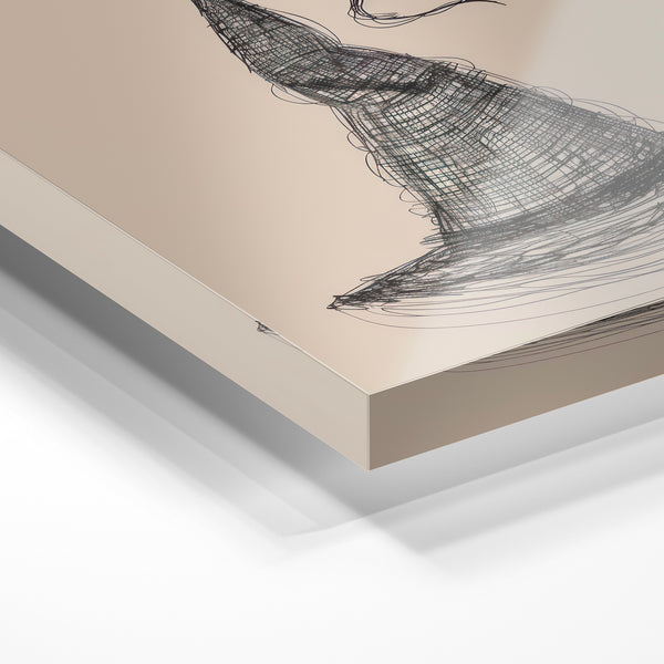 Chapeau de sorcière, dessin au trait noir et blanc épuré — Verre acrylique