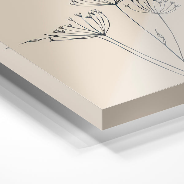 Fleurs minimalistes au trait noir et beige — Verre acrylique