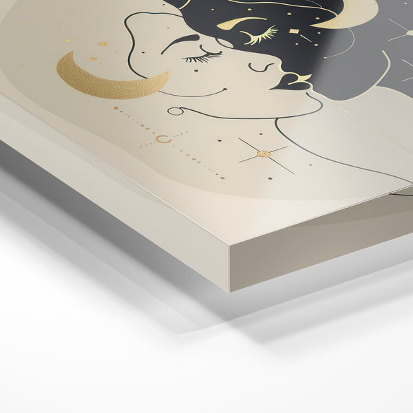 Dualité nocturne, affiche line art minimaliste — Verre acrylique