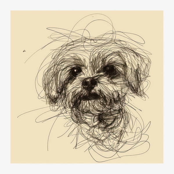 Portrait de chien en line art minimaliste — Toile sur châssis