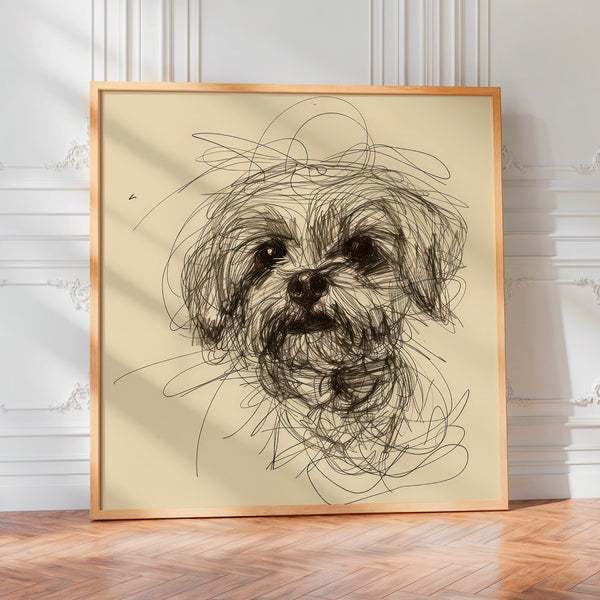 Portrait de chien en line art minimaliste — Poster HP mat