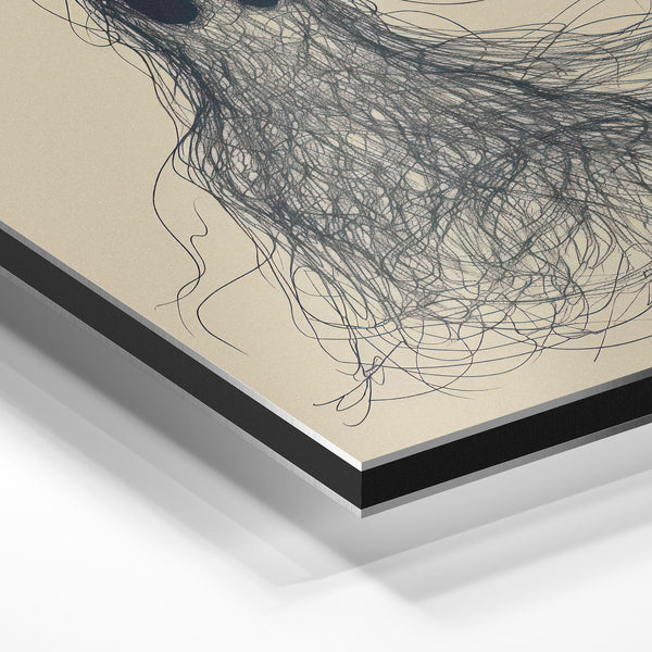 Silhouette fantôme en line art minimaliste beige — Aluminium Dibond