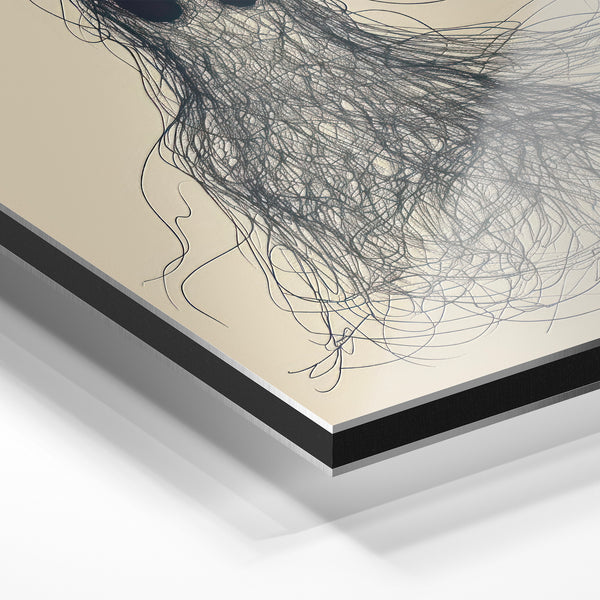 Silhouette fantôme en line art minimaliste beige — Aluminium Dibond relief 3D
