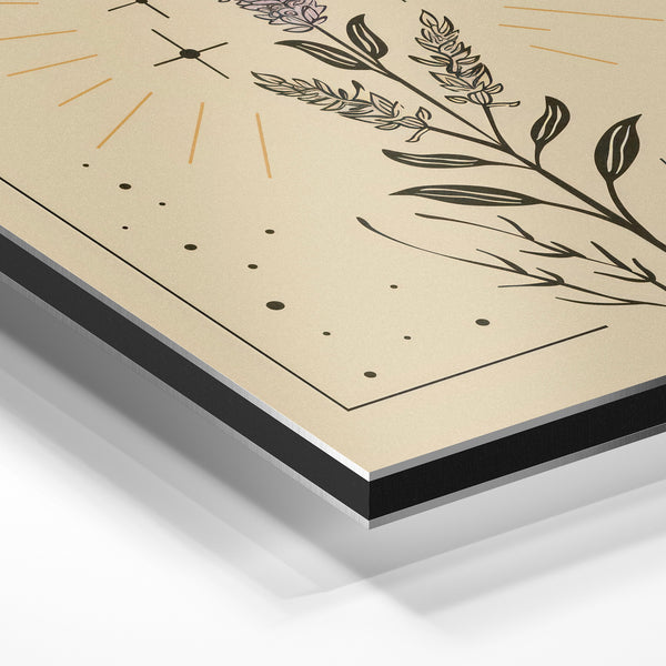 Plante mystique en line art beige et noir — Aluminium Dibond