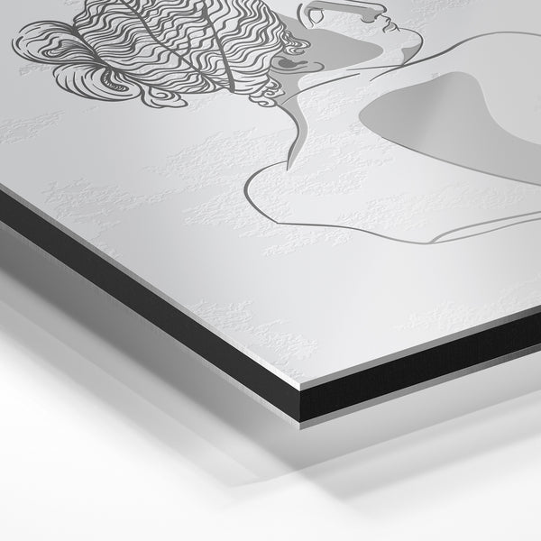 Buste de femme profil line art minimaliste — Aluminium Dibond relief 3D