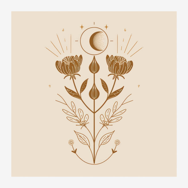Plante botanique minimaliste beige et marron — Toile sur châssis