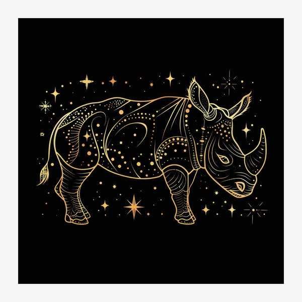 Taureau doré line art, noir et or mystique — Toile sur châssis