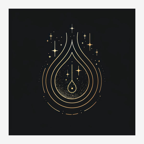Goutte de lumière étoilée - Line art noir et or — Toile sur châssis