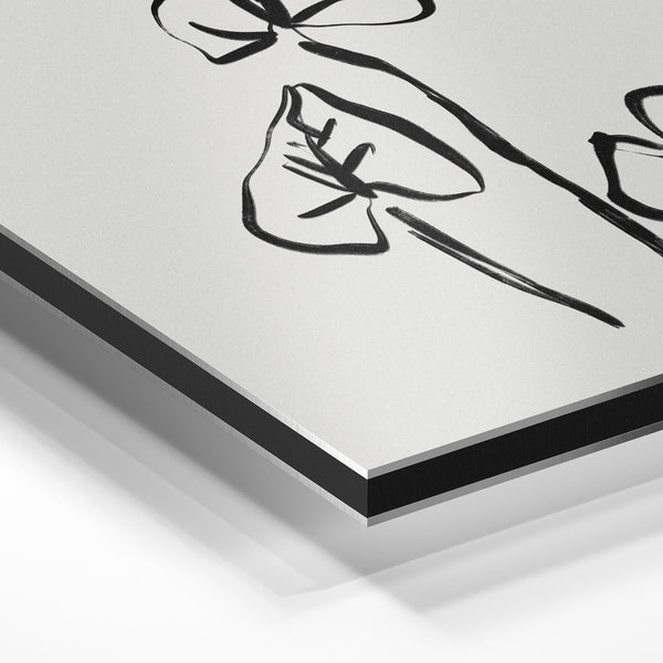 Trois feuilles épurées - Line art minimaliste — Aluminium Dibond