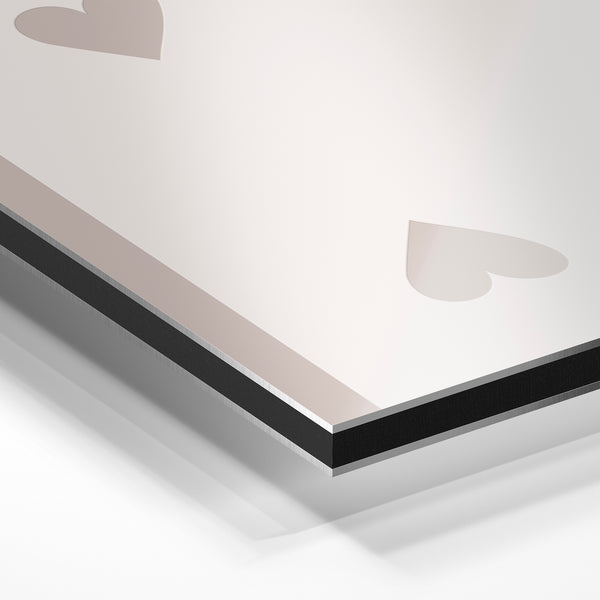 Quatre de Cœur minimaliste beige et gris — Aluminium Dibond relief 3D