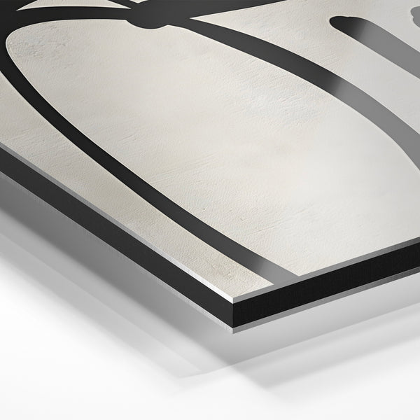 Composition abstraite noir et blanc au trait épais — Aluminium Dibond relief 3D