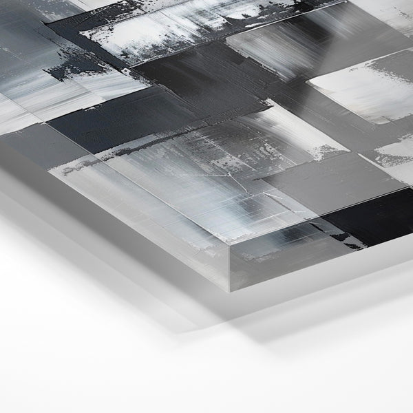 Compositions géométriques noir et blanc abstrait — Verre acrylique