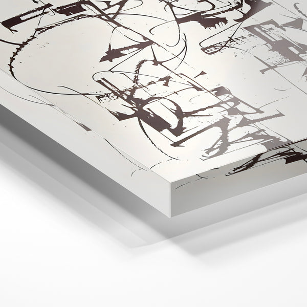Composition abstraite au trait noir et blanc — Verre acrylique