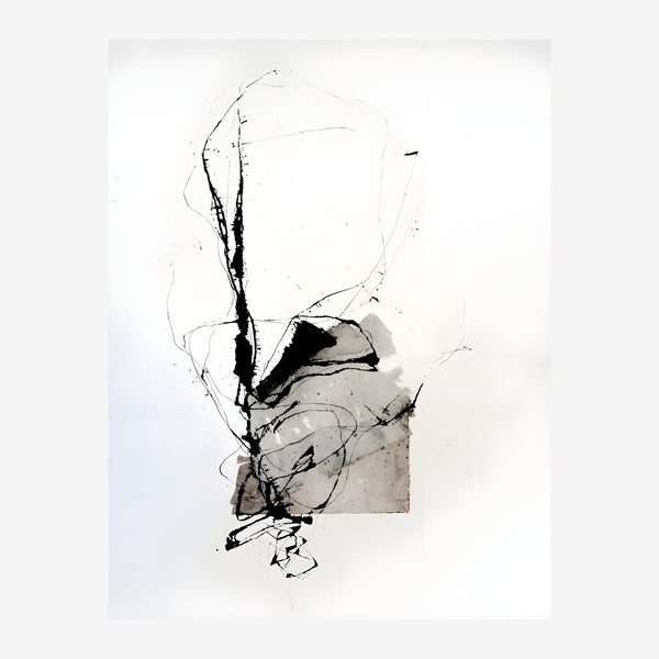 Abstrait noir et blanc aux traits libres — Toile sur châssis