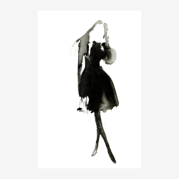 Silhouette élégante noir et blanc line art — Toile sur châssis