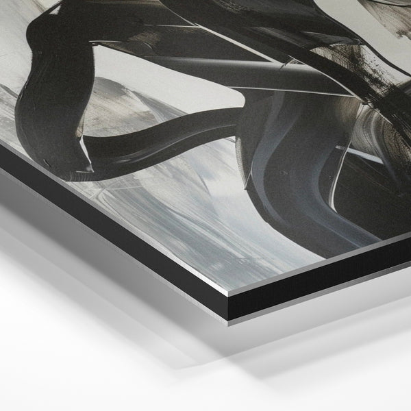 Figure abstraite en noir et blanc, formes épurées — Aluminium Dibond