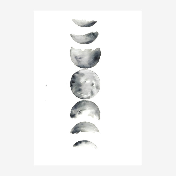 Phases lunaires en noir et blanc minimaliste — Toile sur châssis